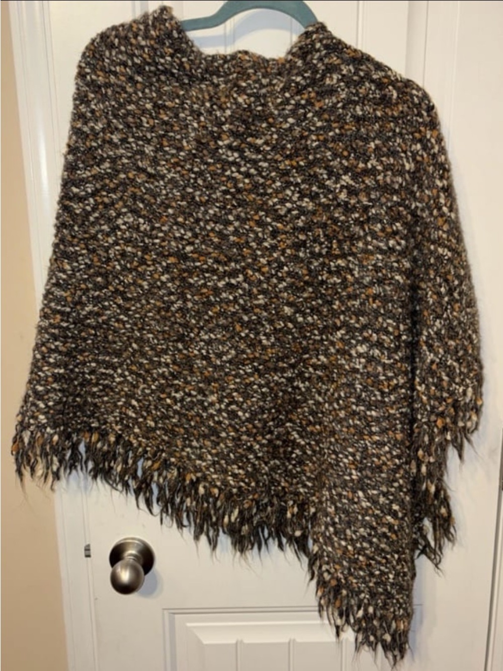 CAbi Multicolor Brown & Cream Fringe Poncho